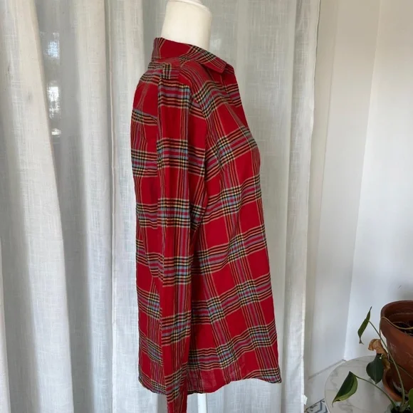 J. MCLAUGHLIN COTTON BUTTON-FRONT SHIRT – WOMEN’S SMALL – RED PLAID - Picture 3 of 6